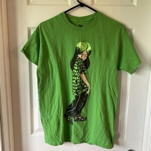 Billie Eilish Graphic T Shirt Size Medium Green Lash Music Official Unisex